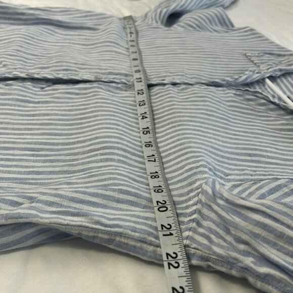 Jones New York Linen Top, Button Front, Blue and White Stripe, Large - Picture 7 of 11